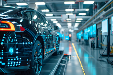 Car in a futuristic workshop ADAS