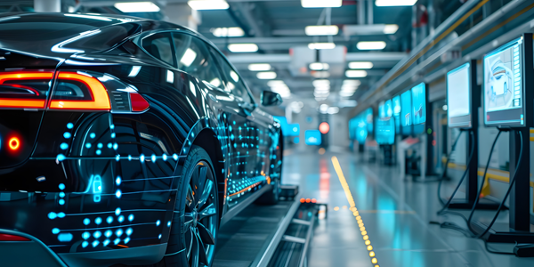 Car in a futuristic workshop ADAS