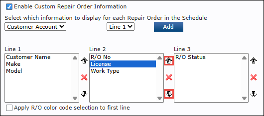 move line item up or down